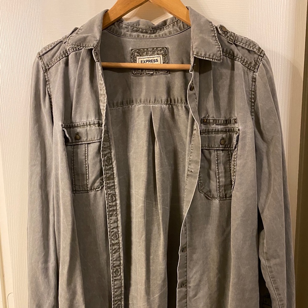 Army green button up